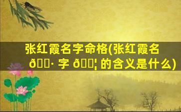 张红霞名字命格(张红霞名 🕷 字 🐦 的含义是什么)
